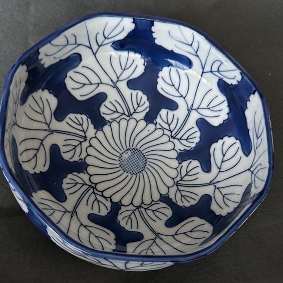 Japanese Porcelain Bowl Vintage Blue White Sometsuke Chrysanthemum - Picture 6 of 6